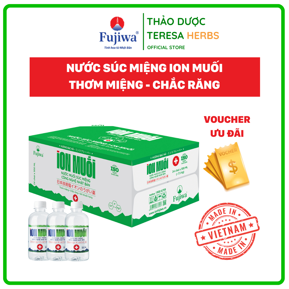 Nưá»c Súc Miá»ng Ion Muá»i Hương Bạc Hà 300ml â Thùng 24 chai Nưá»c Súc Miá»ng Ion Muá»i Hương Bạc Hà 300ml â Thùng 24 chai