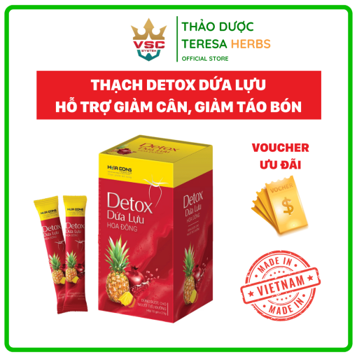 Tháº¡ch ÄÃ o tháº£i Äá»c tá» Detox Dá»©a Lá»±u há»p 15 gÃ³i