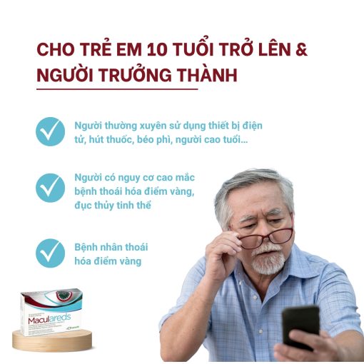 Viên uá»ng bá» mắt Maculareds - AREDS2 - Bảo vá» mắt, ngÄn ngừa thoái hóa Äiá»m và ng 5 Äá»i Tượng Sư Dụng Viên Uá»ng Bá» Mắt Maculareds