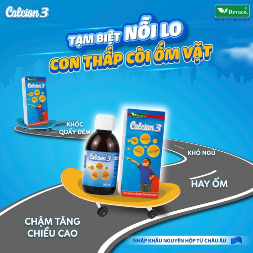 CALCION 3 Bá» sung Canxi magie Vitamin D3K2 cho bé giúp bé phát triá»n chiá»u cao (Chai 200ml) 7 Canxi Cho Bé Calcion3 (2)