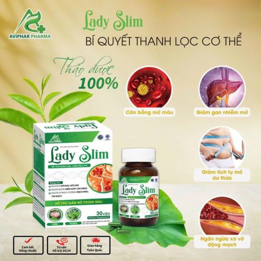 Viên uá»ng há» trợ giảm cân Lady Slim Aviphar (Há»p 30 viên) 11 Lady Slim 5