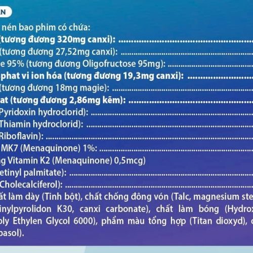 Canxi hữu cÆ¡ tảo biá»n Chitta Pharma bá» sung kẽm, magie, D3K2 (Há»p 30 viên) 6 Calci Chitta 3.1