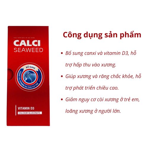 Canxi hữu cÆ¡ tảo biá»n Äá» CALCI SEAWEED Aviphar bá» sung D3K2 phòng ngừa loãng xương (H/30v) 3 Calci Seaweed (3)