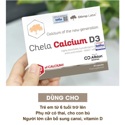 Chela-Calcium D3 Olimp Labs Canxi Hữu CÆ¡ - Há»p 30 viên 1 Chela Canxi 2
