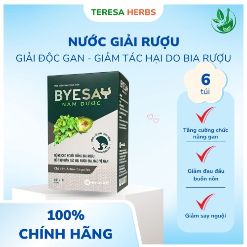 NAM DƯỢC BYE SAY giải rượu giải Äá»c há» trợ bảo vá» gan (Há»p 6 túi x 60ml)